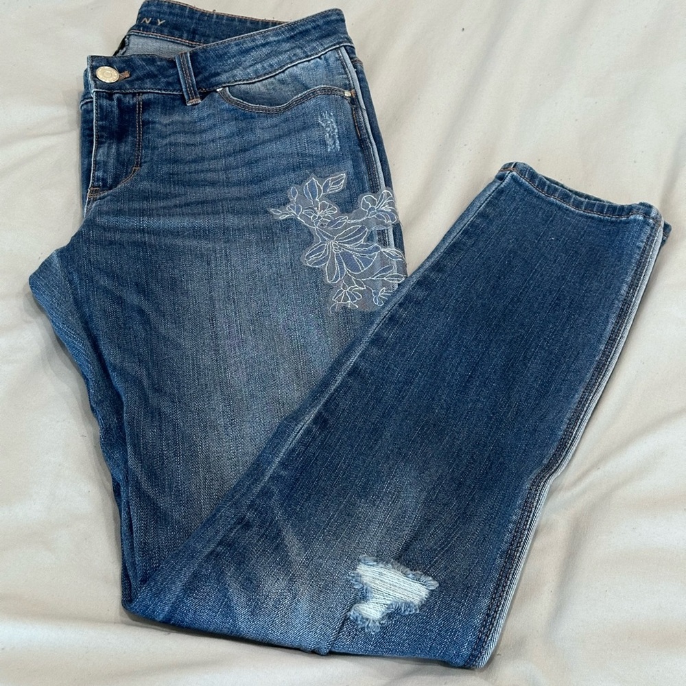 WHBM Floral appliqué denim jeans